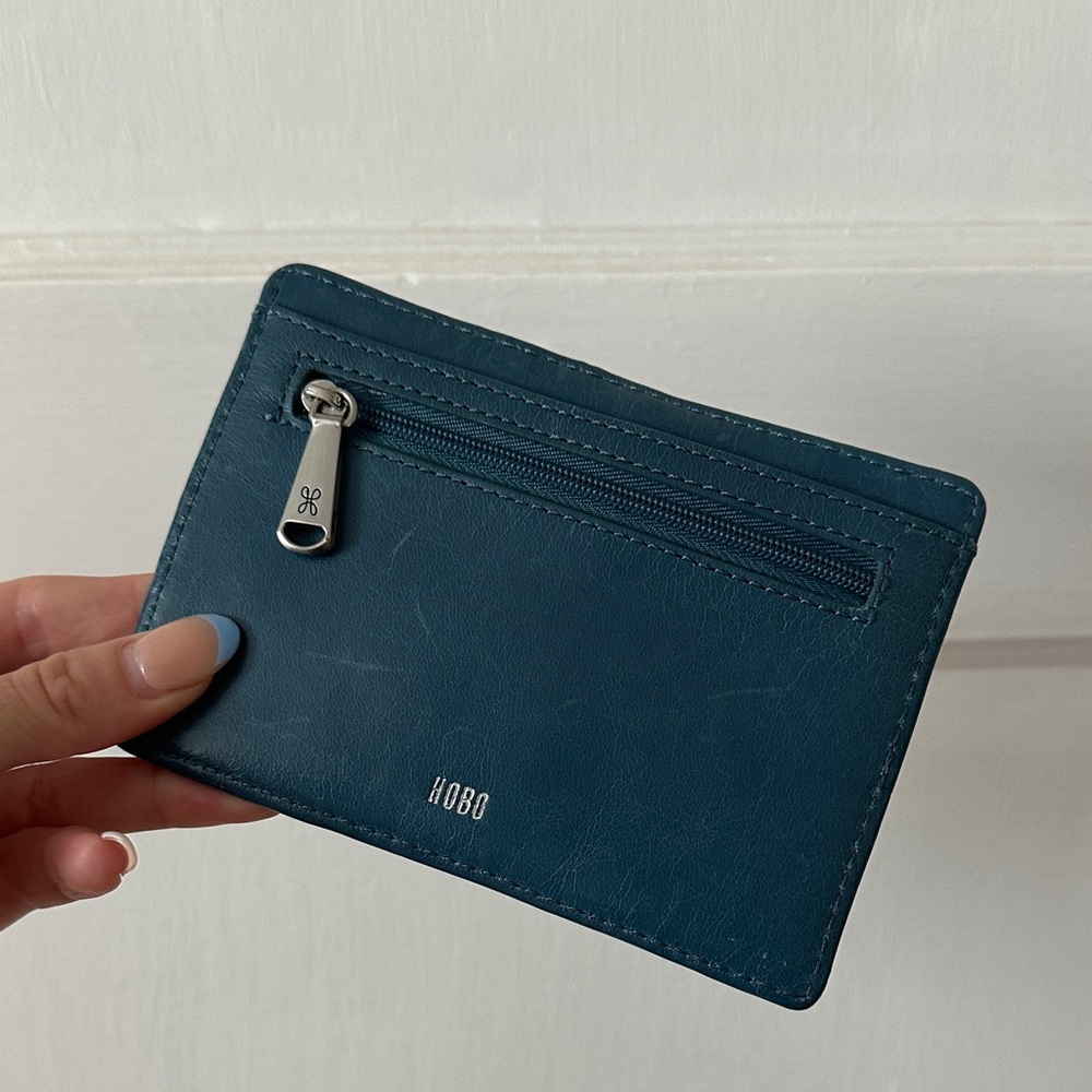 HOBO Teal Leather Card Wallet